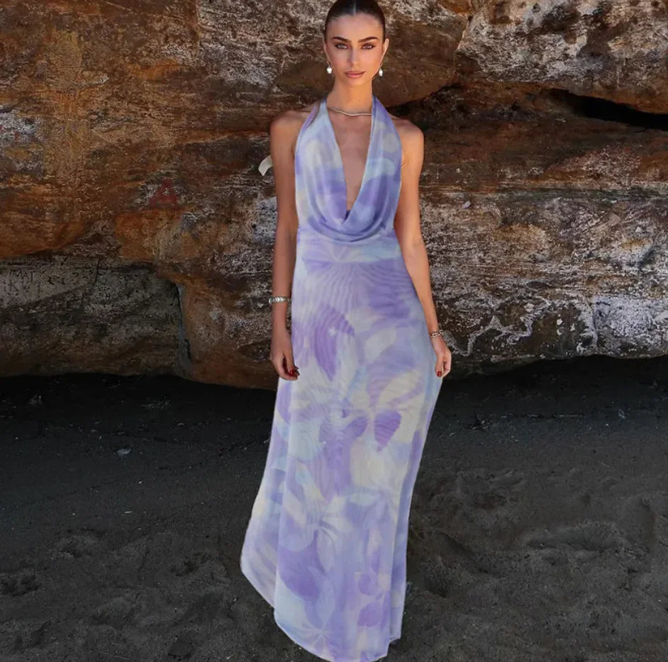 Sunset Glow — Vestido Longo Halter"